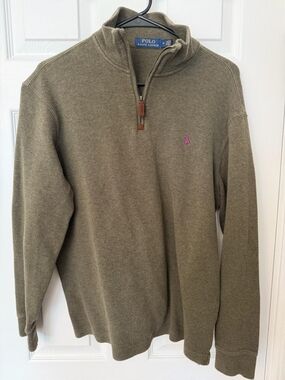 Polo by Ralph Lauren Olive Quarter-Zip Sweater